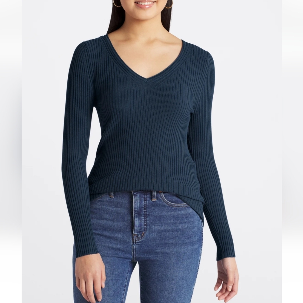 PINK CLOVER  Ribbed V Neck Sweater - Picture 2 of 4